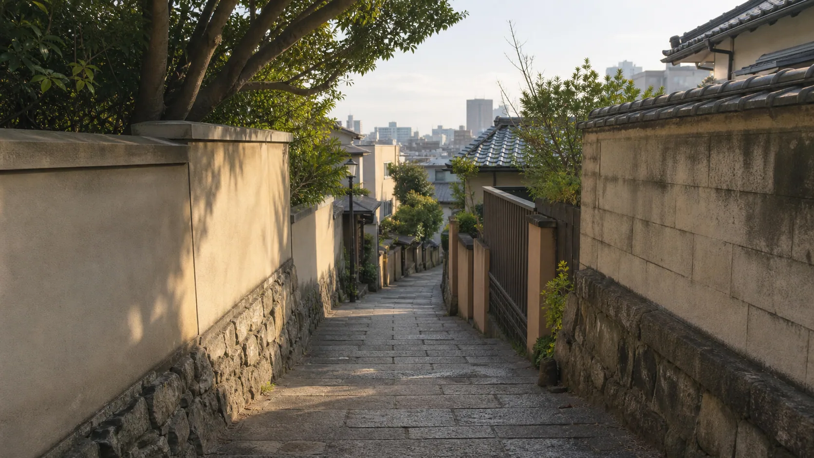 文学散歩で歩く静かな坂道のイメージ