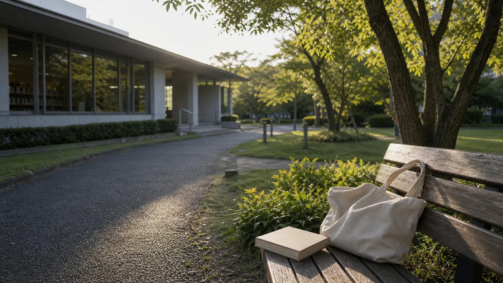 読書の合間に公園で一息つく場面のイメージ