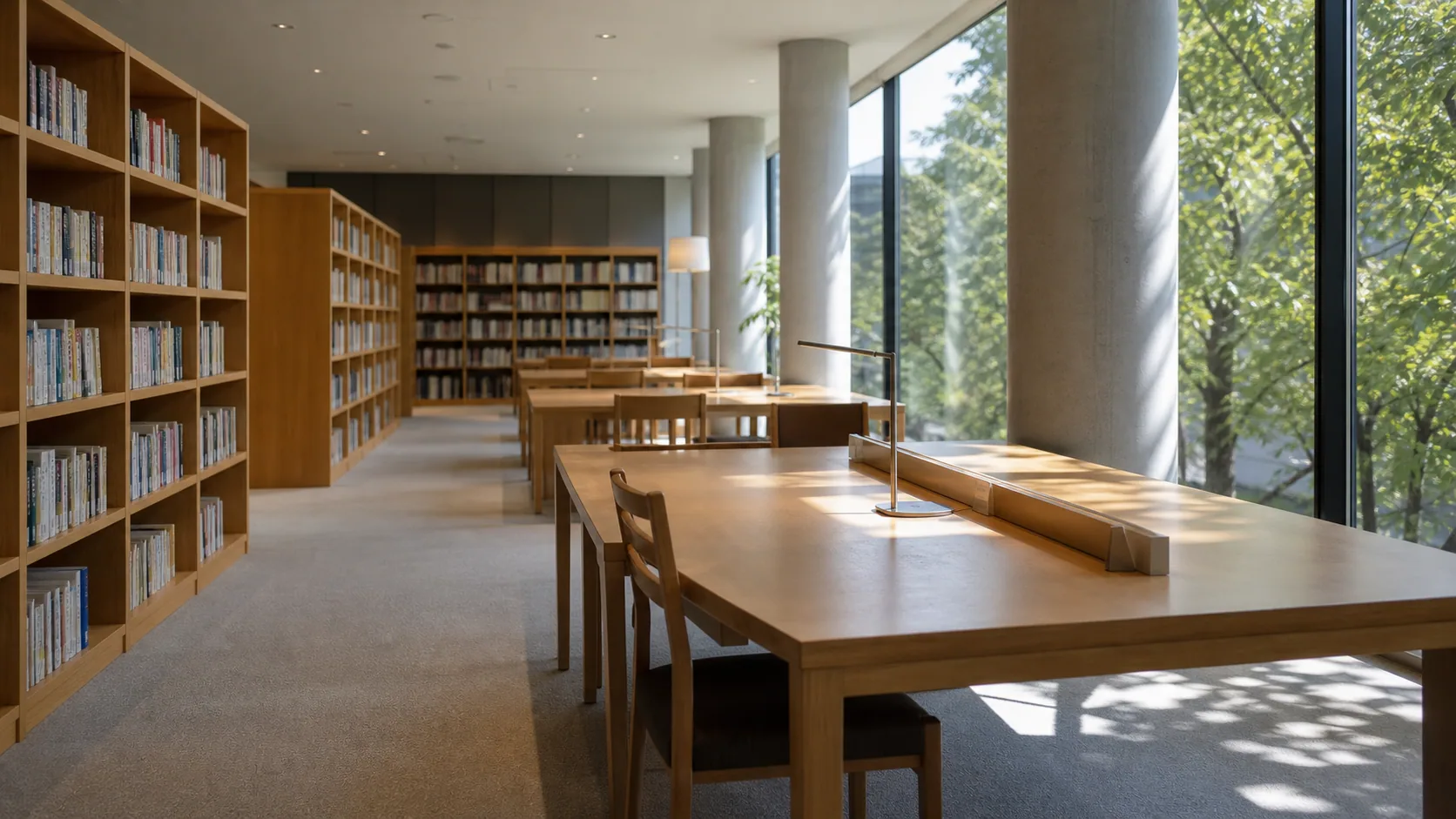静かな図書館の読書席のイメージ