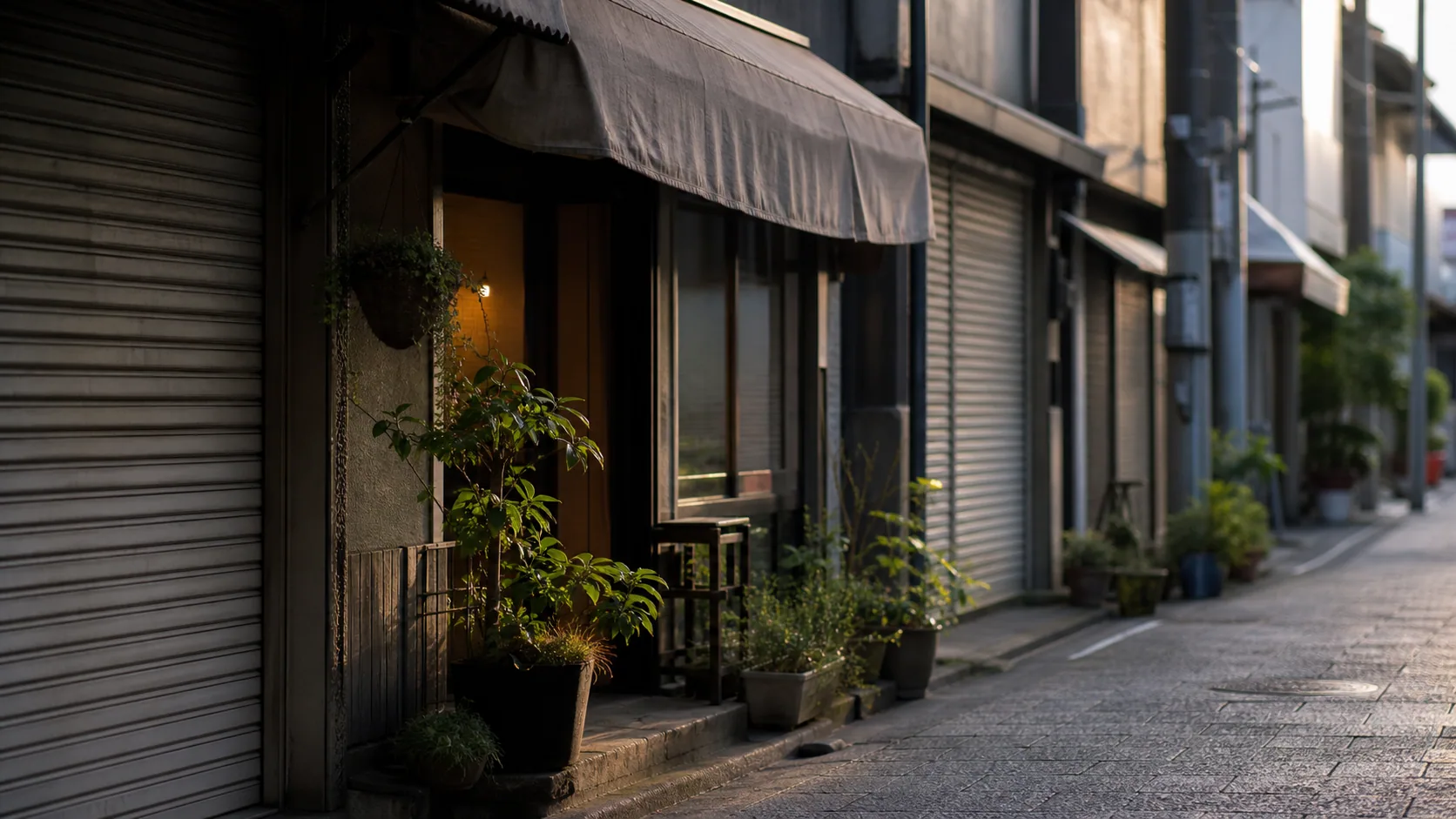 準備中の店先と植栽のイメージ