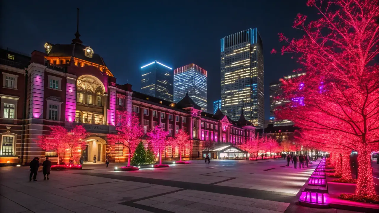 東京駅丸の内エリアの赤レンガ駅舎と近代的なビル群が織りなす夜景を楽しむ約90分の散歩コースを紹介。穴場の撮影スポット5選も解説します。