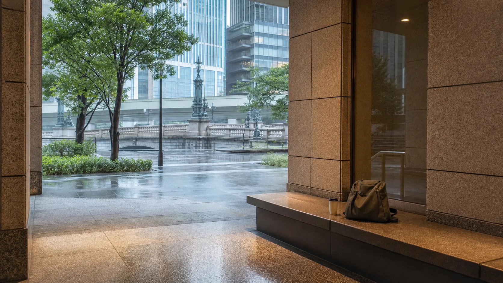 雨の日に屋内寄りの休憩へ切り替える東京散歩のイメージ