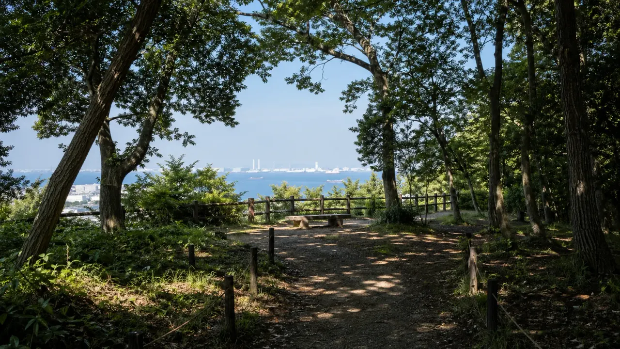 横浜市金沢区の富岡総合公園を、樹林地、北展望台、見晴らし台、歴史の気配をゆっくりつなぐ散歩先として紹介。南部市場駅から半日で歩くコースをまとめます。