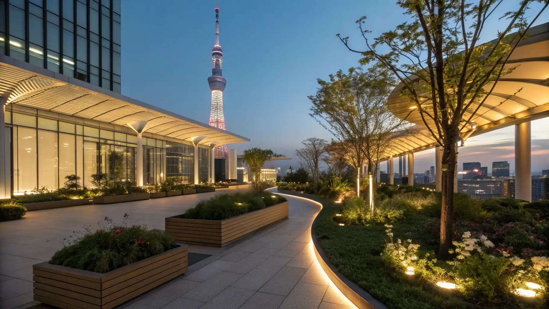 虎ノ門ヒルズ森タワーのスカイガーデン散歩｜夕暮れの光と建築美に心ほどける時間