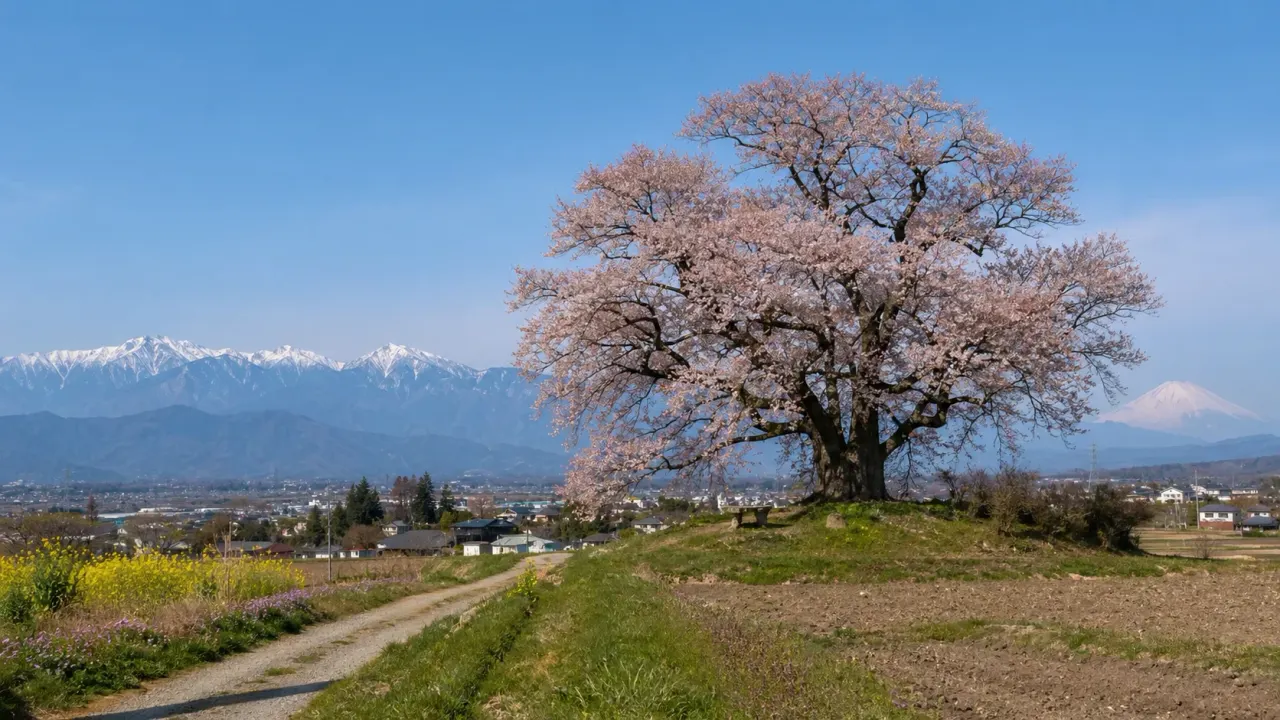 韮崎市のわに塚のサクラで、一本桜、八ヶ岳や富士山の眺め、周辺の里道を短時間で楽しむ散歩を紹介。公式情報をもとに、見頃時期の混雑やマナーも整理します。