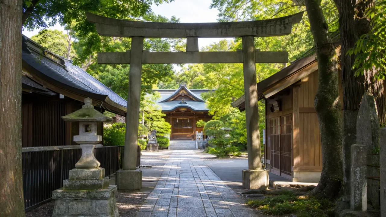 鷲宮神社の鳥居と静かな参道