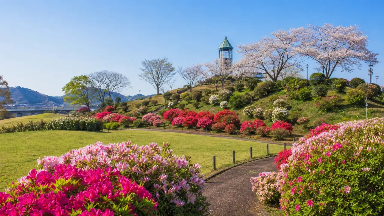 【矢板・長峰公園】桜とつつじの丘を歩く、駅近の花と展望さんぽ