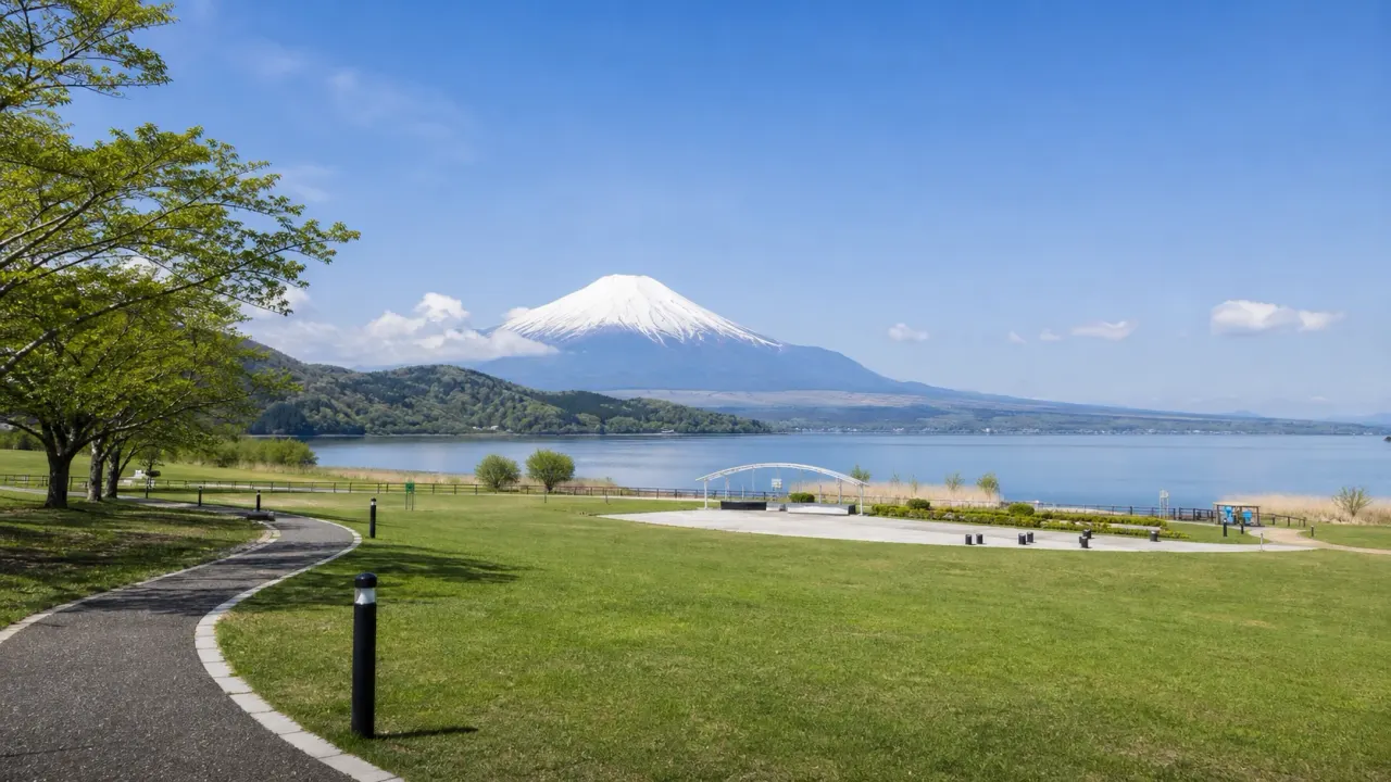 山中湖村の山中湖交流プラザきららで、湖畔の芝生、山中湖シアターひびき、広場、富士山の眺めを短時間で楽しむ散歩を紹介。公式情報をもとに、歩き方とイベント日の注意点をまとめます。
