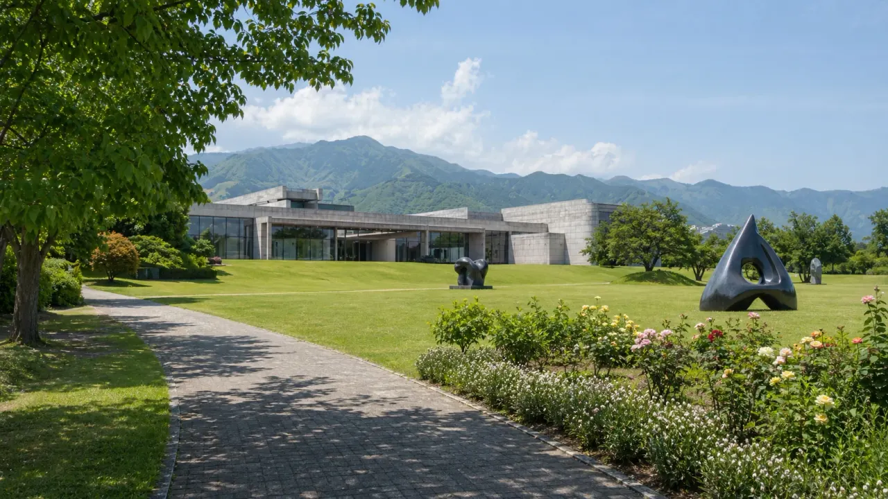 甲府市の山梨県立美術館と芸術の森公園で、彫刻、芝生、バラ園、文学館周辺を歩く散歩を紹介。公式情報をもとに、開園時間、アクセス、美術館利用と公園散策の分け方をまとめます。