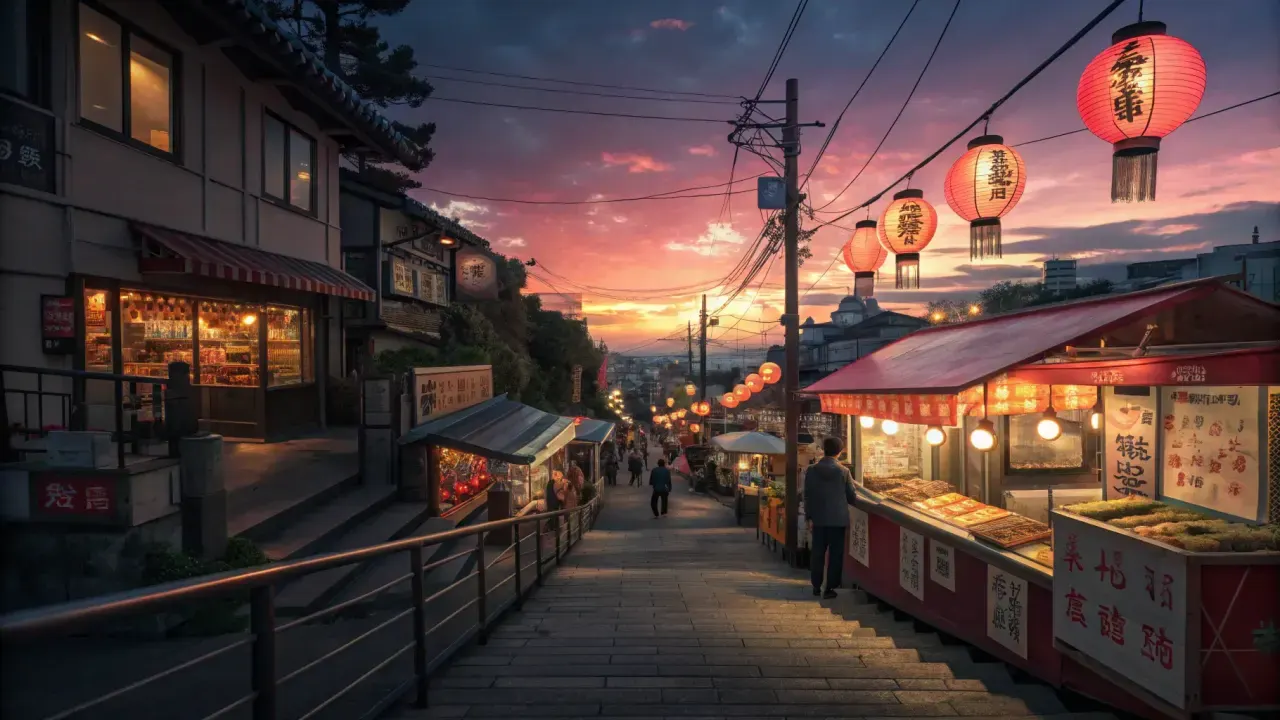 谷中ぎんざ商店街の夕焼けと食べ歩きを満喫する3時間の散歩モデルコースを紹介。フィルムカメラ片手に心温まる下町の日常を楽しめます。