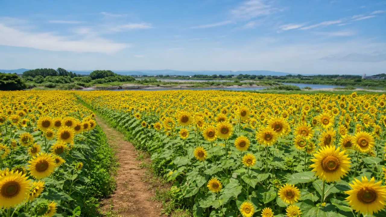 座間のひまわり畑と夏空をイメージしたカバー画像